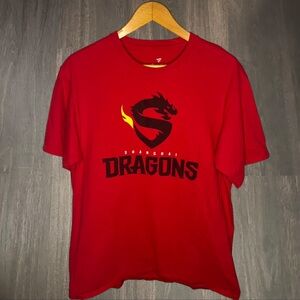 Shanghai Dragons Red Graphic Tee Size Large 100% Cotton
